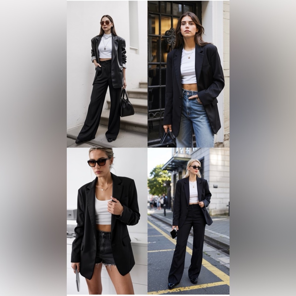 WAYF Black Blazer Womens Size L/XL Business Office Glam